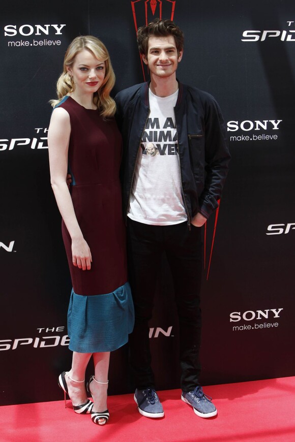 Emma Stone et Andrew Garfield à Madrid pour la promotion de The Amazing Spider-Man, le 21 juin 2012.