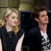 Emma Stone et Andrew Garfield à la télévision espagnole pour la promotion de The Amazing Spider-Man, le 6 juillet 2012.