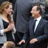François Hollande et Camille Muffat (natation) - Réception à l'Elysée des médaillés olympiques et paralympiques de Londres, le 17 septembre 2012.