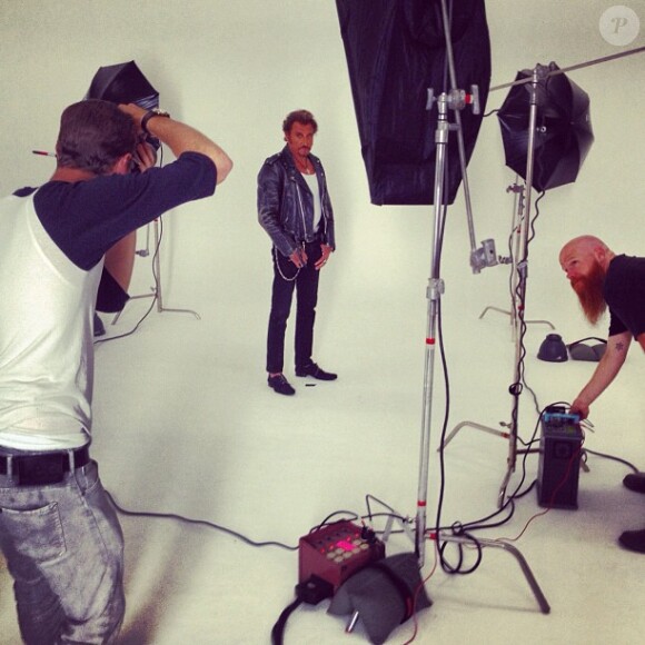 Johnny Hallyday sur le shooting de son nouvel album par le photographe Dimitri Coste, à Los Angeles, le 16 septembre 2012.