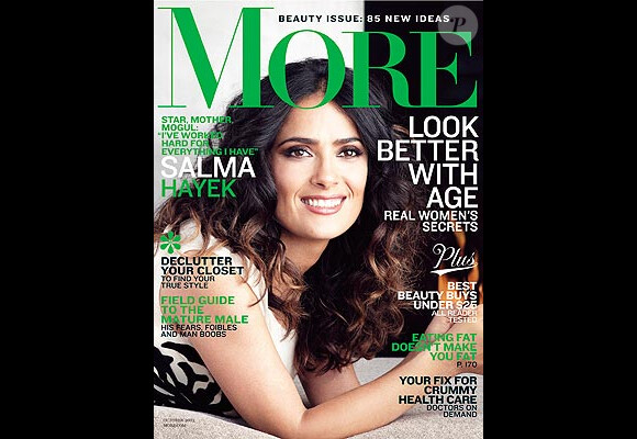 Salma Hayek en couverture du magazine More, octobre 2012.