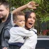 Alicia Keys et son fils Egypt à Londres, sortent du studio de Radio 1, le 26 septembre 2012