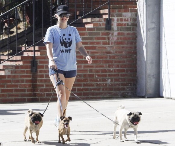 Anna Faris se promène avec ses chiens à Los Angeles, le 28 septembre 2012.
