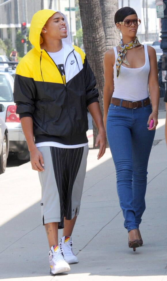 Chris Brown et Rihanna à Beverly Hills, le 26 août 2008.