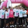 Aïda Touihri, Xavier de Moulins, Raymond Domenech et Estelle Denis lors de la 10e édition de de la course Odyssea au profit de de la lutte contre le cancer du sein au château de Vincennes le 7 Octobre 2012