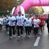 Aïda Touihri, Xavier de Moulins, Raymond Domenech et Estelle Denis lors de la 10e édition de de la course Odyssea au profit de de la lutte contre le cancer du sein au château de Vincennes le 7 Octobre 2012