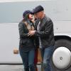 Bruce Willis et Mary Louise Parker sur le tournage Red 2 à Paris le 11 octobre 2012