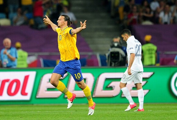 Zlatan Ibrahimovic lors de l'Euro 2012 lors du match Suède-France à Kiev le 19 juin 2012