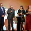 Christian Courtin-Clarins, Frédéric Mitterrand, Valérie Expert et Lisa Lovatt-Smith à l'anniversaire des 15 ans du Prix Clarins Femme Dynamisante, le 15 octobre 2012.