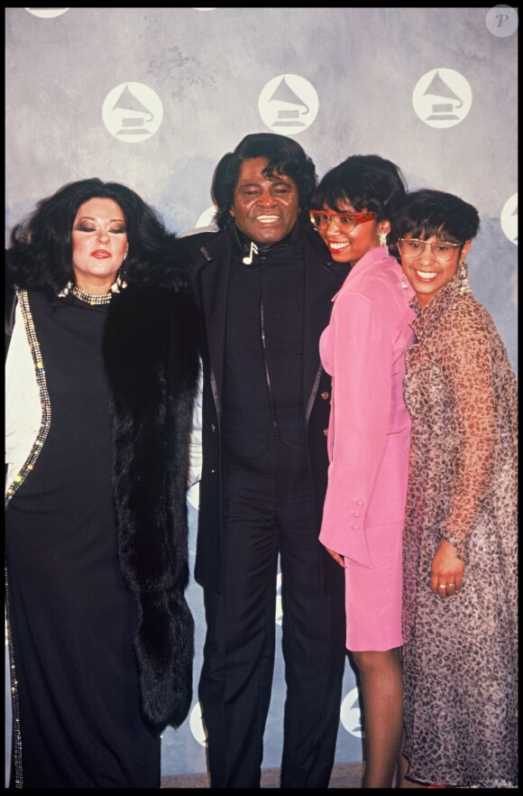 James Brown, sa femme Adrienne et ses deux filles en 1992.