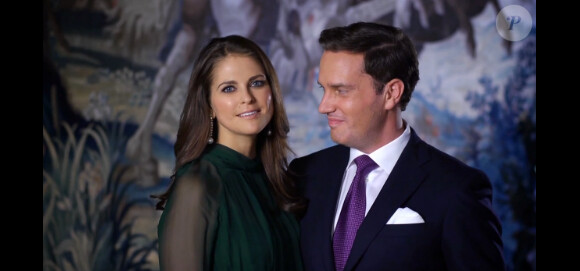 Princesse Madeleine de Suède et Christopher O'Neill : image extraite de leur message vidéo pour l'annonce de leurs fiançailles, le 25 octobre 2012.