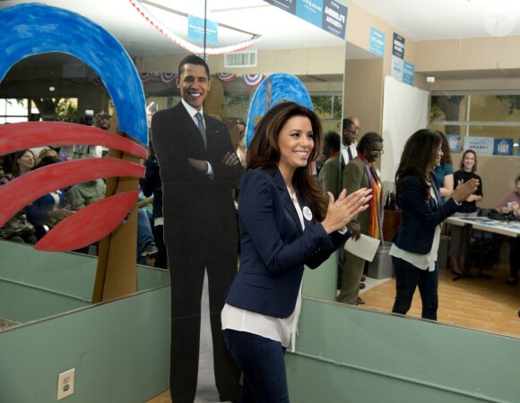 Eva Longoria soutient officiellement Barack Obama. Floride, le 27 octobre 2012.