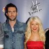 Christina Aguilera, Adame Levine et Cee Lo Green, jurés de The Voice aux États-Unis. Ici à Los Angeles, le 15 mars 2011.