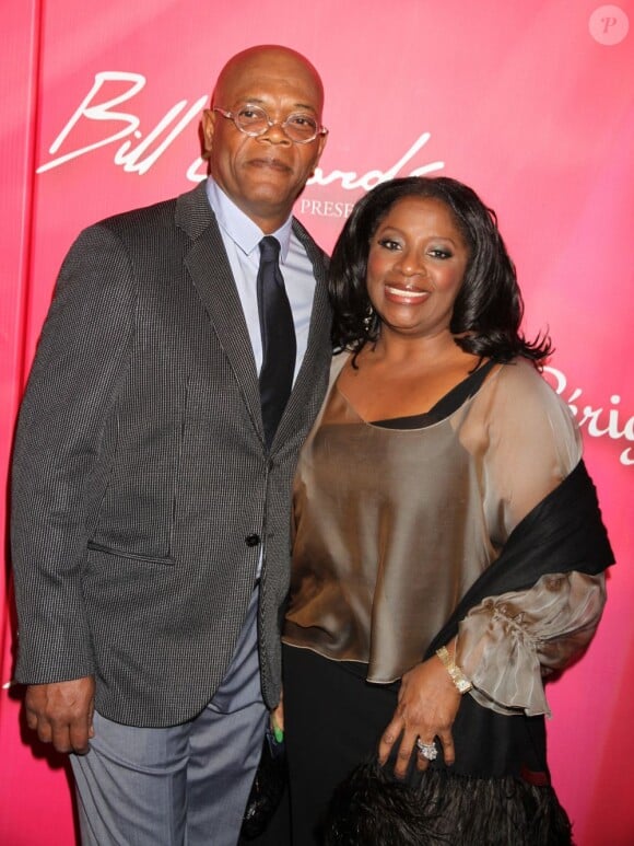 Samuel L. Jackson et sa femme LaTanya Richardson au MGM Grand Garden Arena à Las Vegas le 19 février 2012