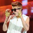 Justin Bieber, en pleine chorégraphie, en concert à l'Izod Center de New York, le 9 Novembre 2012.