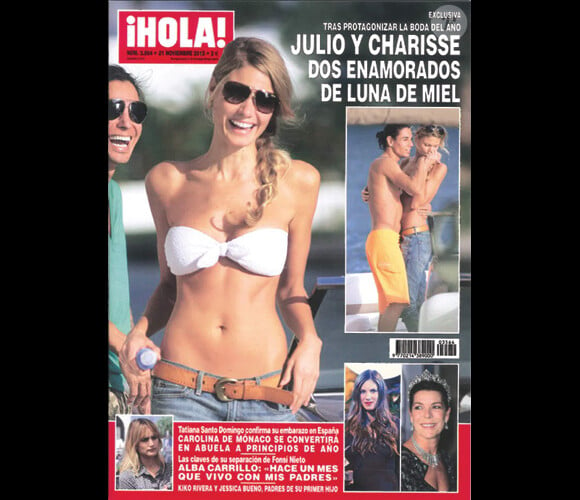 Les mariés Julio Iglesias Jr. et Charisse Varhaert en lune de miel, en couverture du magazine espagnol ¡Hola! novembre 2012.