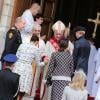 Le prince Albert II de Monaco, la princesse Charlene, la princesse Stéphanie et la princesse Caroline à leur arrivée à la cathédrale de Monaco pour la messe solennelle du Te Deum célébrée pour la Fête nationale le 19 novembre 2012.