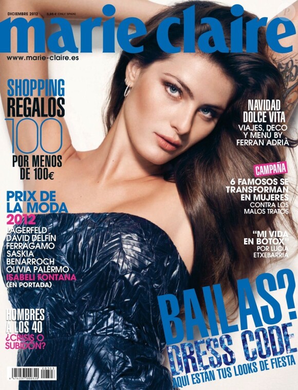 Isabeli Fontana pose en couverture de l'édition espagnole du magazine Marie Claire. Décembre 2012.