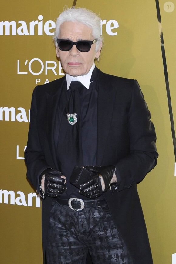 Karl Lagerfeld assiste à la soirée des Prix de la Mode Marie Claire à Madrid, le 22 novembre 2012.