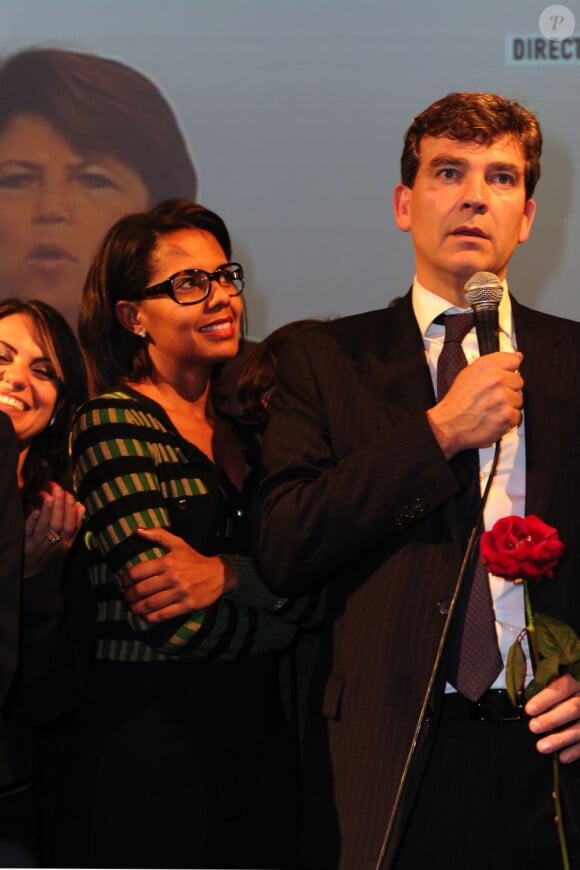 Arnaud Montebourg et Audrey Pulvar à La Bellevilloise à Paris le 9 octobre 2011