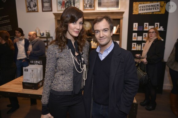 Mareva Galanter et Jonathan Lambert assistent à l'ouverture de la boutique Kiehl's au 55 rue du Faubourg Saint-Antoine, dans le onzième arrondissement de Paris. Le 6 décembre 2012.