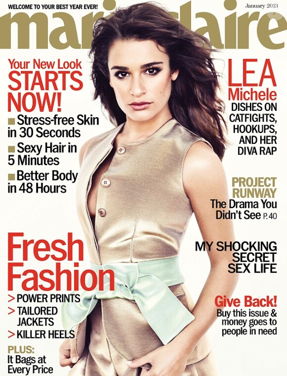 Lea Michele en couverture du magazine Marie Claire pour le mois de janvier 2013