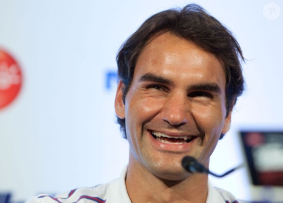 Roger Federer lors d'une conférence de presse à Tigre avec Juan Martin del Potro le 11 décembre 2012