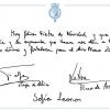 Le message de voeux du prince Felipe d'Espagne et de la princesse Letizia, signé par eux-mêmes et leurs filles. Décembre 2012.