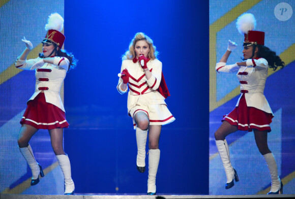 La chanteuse Madonna en concert au Rogers Arena à Vancouver, au Canada, le 29 septembre 2012.