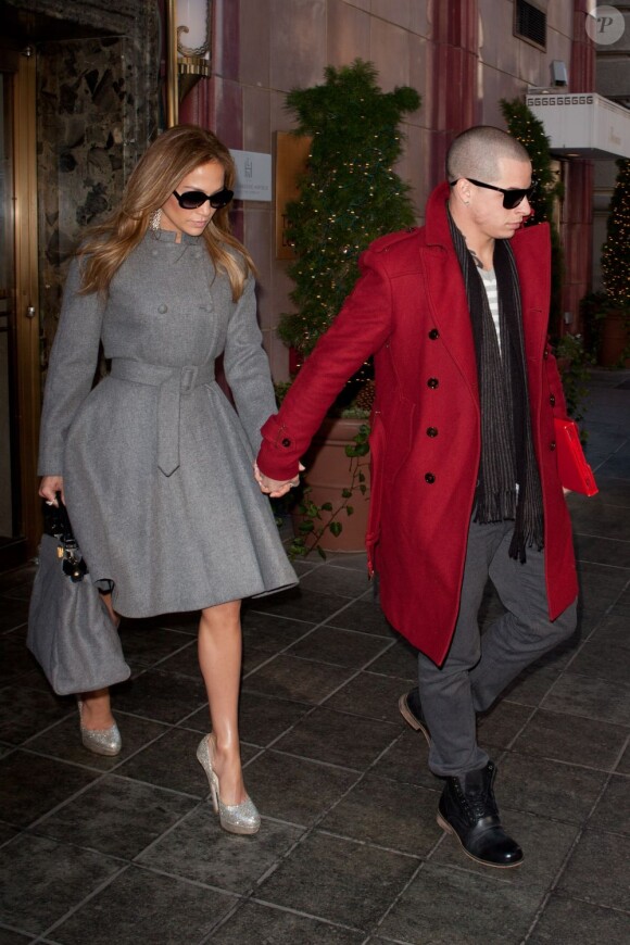 Jennifer Lopez et Casper Smart à New York, le 30 janvier 2012.