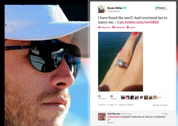 Bode Miller a annoncé le 17 septembre 2012 via Twitter ses fiançailles avec la beach-volleyeuse Morgan Beck, photo à l'appui.