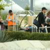 Jennifer Aniston, Justin Theroux, Emily Blunt, et son mari John Krasinski, à l'aéroport de Mexico, le 3 janvier 2013.