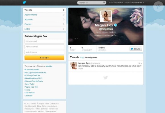 Megan Fox débarque sur Twitter