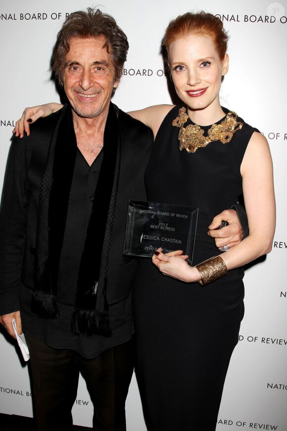 Al Pacino et Jessica Chastain lors des National Board of Reviews Awards à New York le 8 janvier 2013