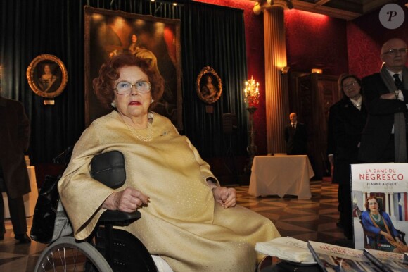 Jeanne Augier, proprietaire et directrice du Negresco, dans le salon Versailles de l'hôtel à Nice le 8 janvier 2013.