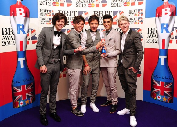 One Direction lors des Brit Awards, à Londres, le 21 février 2012. 