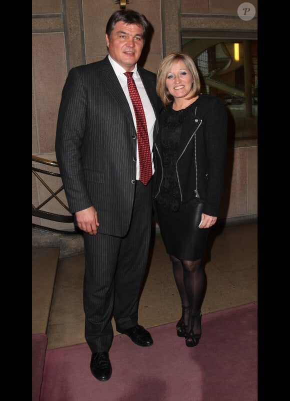 David Douillet et sa femme Valerie au Diner de Gala de la French American Foundation France au Palais d'Iena à Paris le 27 Novembre 2012.