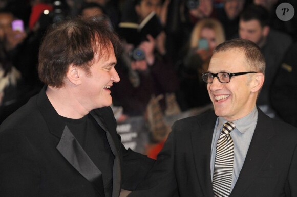 Quentin Tarantino et son alter ego acteur Christoph Waltz lors de la première britannique de Django Unchained, à Londres le 10 janvier 2013.