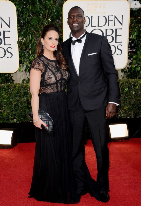 Omar Sy accompagné de sa femme Hélène lors des Golden Globes le 13 janvier 2013