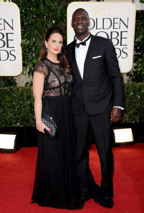 Omar Sy accompagné de sa femme Hélène lors des Golden Globes le 13 janvier 2013