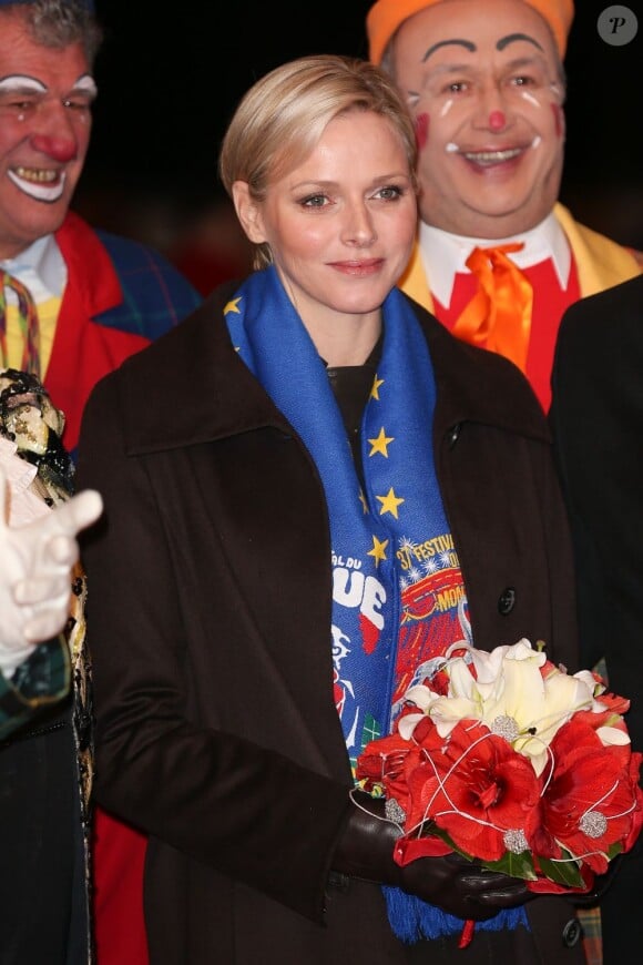 Charlene de Monaco au 37e Festival International du Cirque de Monte-Carlo le 17 janvier 2013.