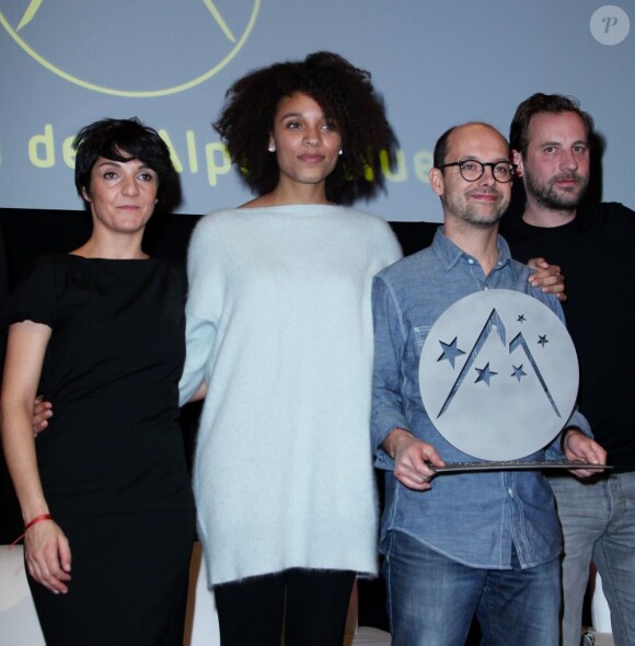 Florence Foresti, Stefi Celma, Maurice Barthélémy et Fred Testot après le palmarès du 16e festival international du film de comédie, le 19 janvier 2013.