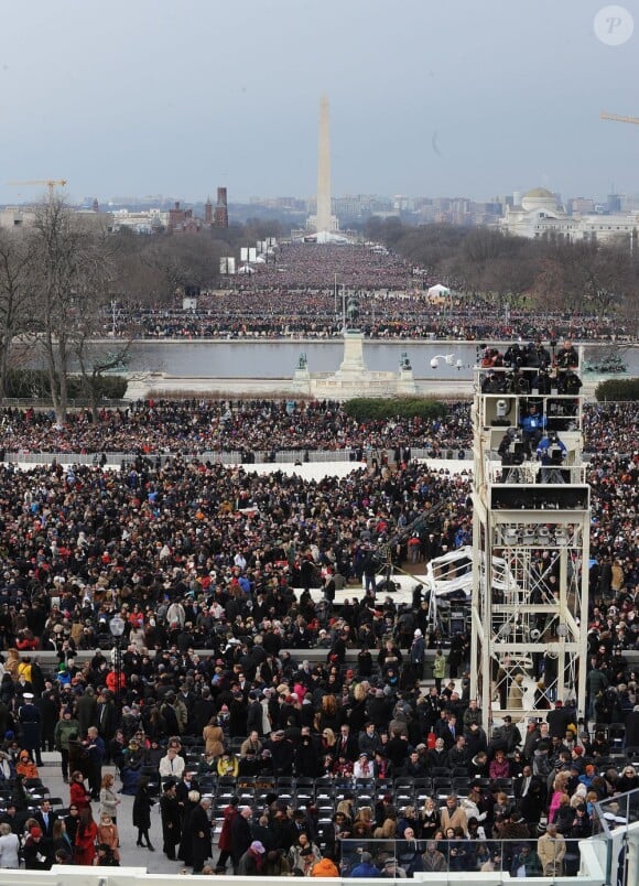 La foule rassemblée lors de la cérémonie d'investiture de Barack Obama le 21 janvier 2013 au Capitole de Washington