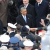 Barack Obama lors de la cérémonie d'investiture qui se tenait devant le Capitole de Washington le 21 janvier 2013