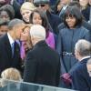 Beyoncé et Barack Obama lors de la cérémonie d'investiture de ce dernier qui se tenait devant le Capitole de Washington le 21 janvier 2013