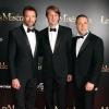 Hugh Jackman, Sir Cameron Mackintosh, le réalisateur Tom Hooper et Russell Crowe à la première des Misérables à Sydney en Australie, le 21 Decembre 2012.