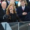 Beyoncé chante lors de la cérémonie d'investiture du président Barack Obama, le 21 janvier 2013.