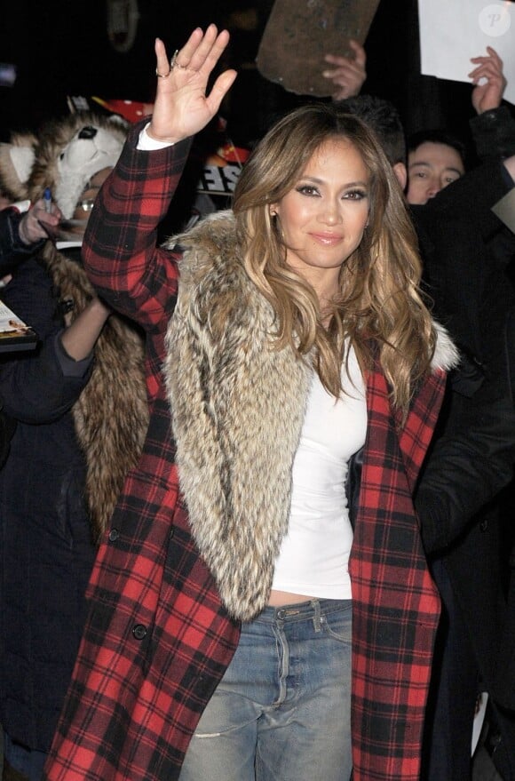 Jennifer Lopez à l'issue de son intervention sur le plateau de The Daily Show With Jon Stewart" à New York, le 22 janvier 2013.