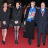 La princesse Stéphanie de Monaco, sa fille Pauline Ducruet, le prince Albert et la princesse Charlene arrivent au gala de remise des prix au 37e Festival international du cirque de Monte-Carlo, le 22 janvier 2013 au chapiteau Fontvieille.