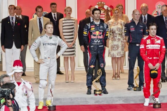 Pierre Casiraghi avec la famille princière lors du podium du Grand Prix de Monaco le 27 mai 2012